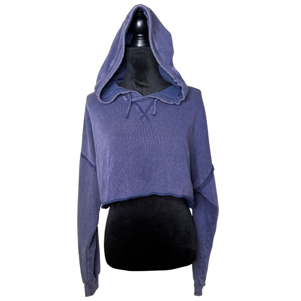 Aeropostale Blue Cropped Long Sleeve Hooded Sweatshirt for Women size M